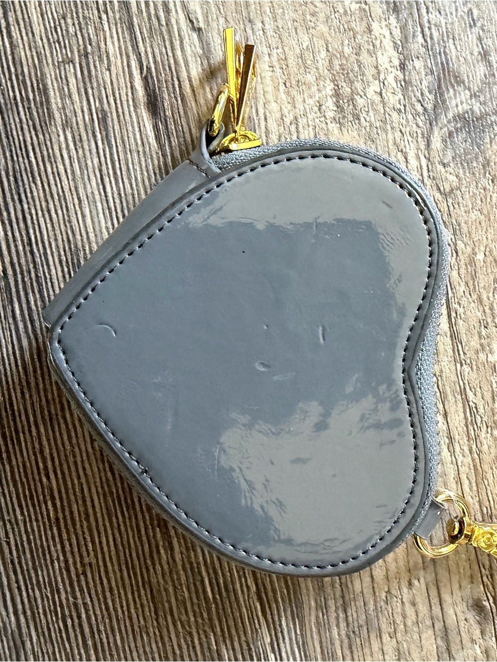 Gray Heart-Shaped Patent Coin Purse